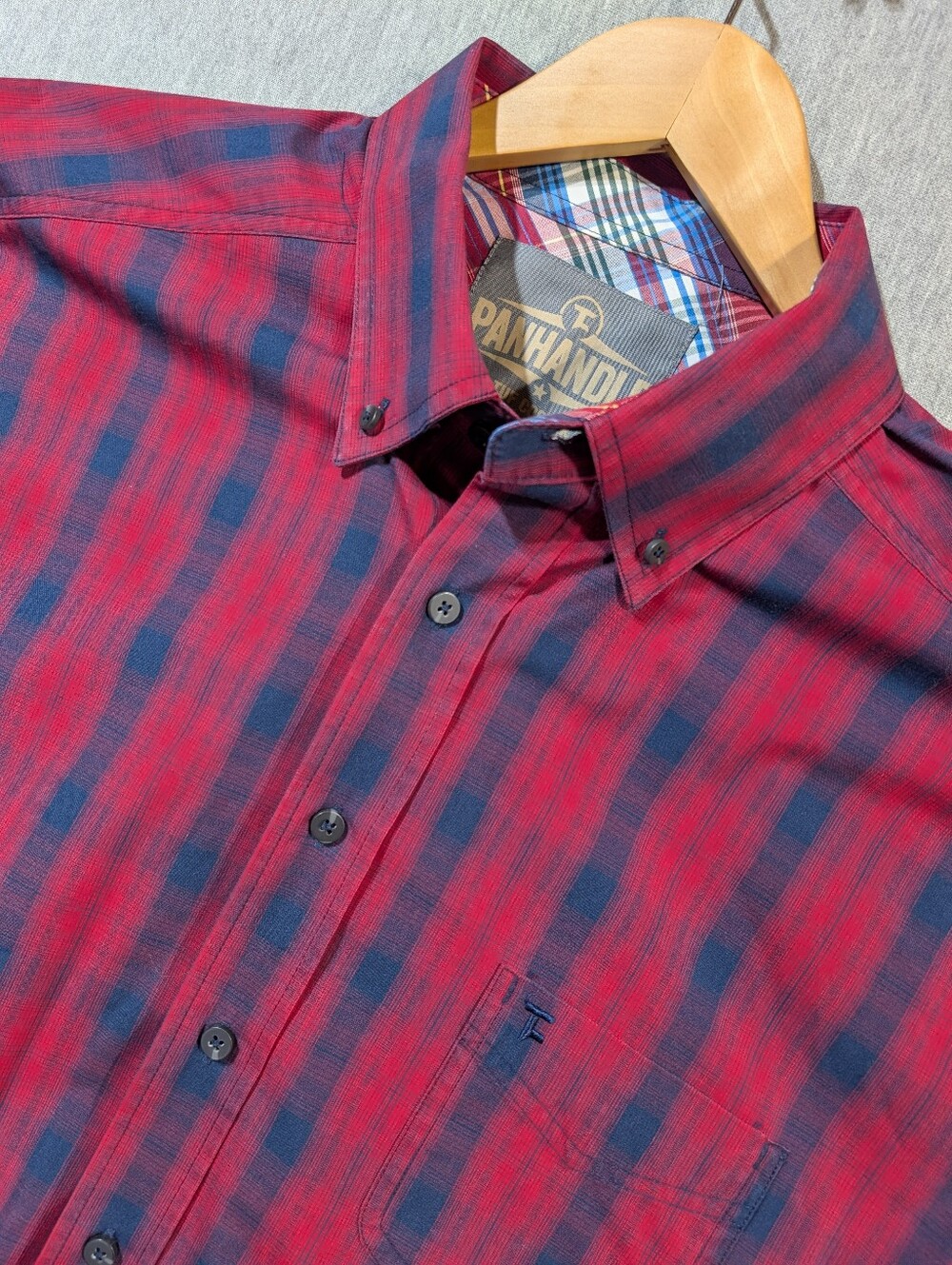 Panhandle Tuf Cooper Performance Western Shirt Men's XL Red Blue